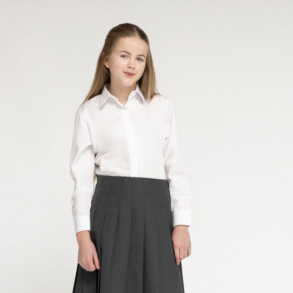 Girls Long Sleeve, Non Iron Eco-Blouse - Twin Pack