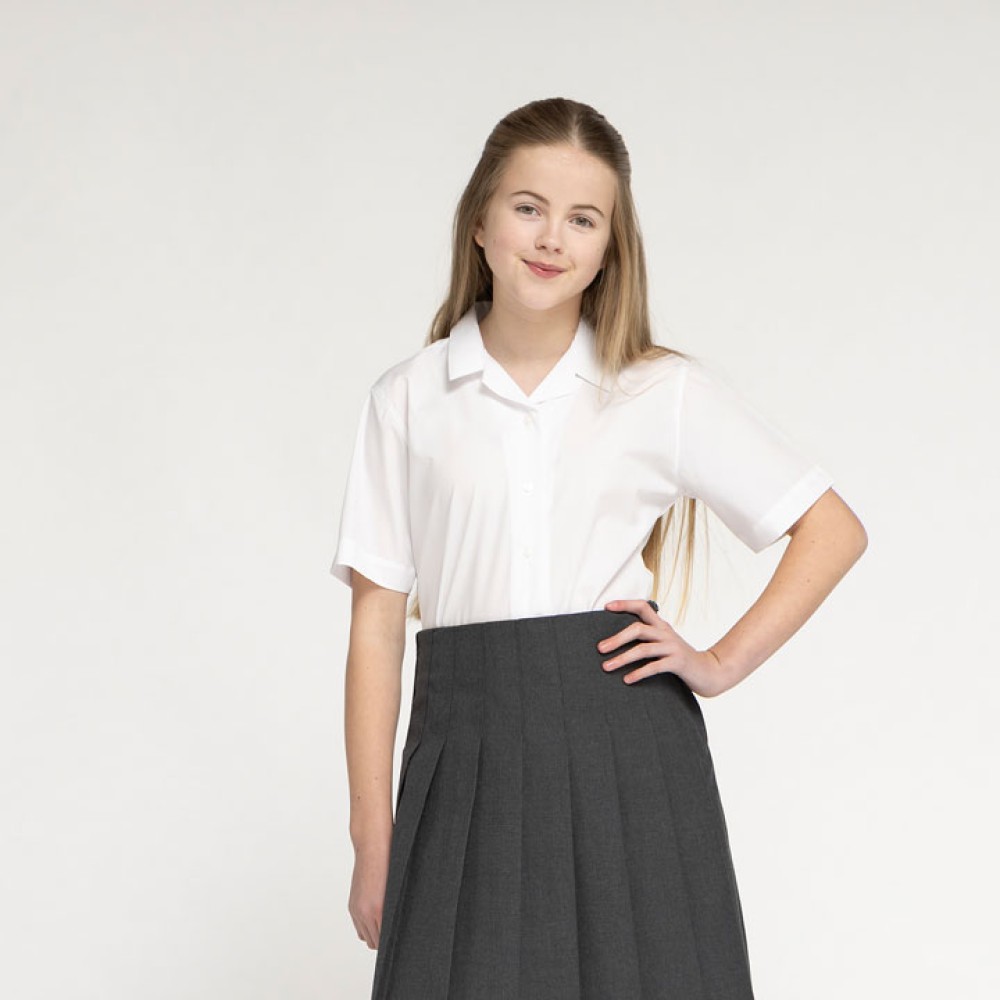 Short Sleeve, Non Iron Revere Collar Eco-Blouse - Twin Pack