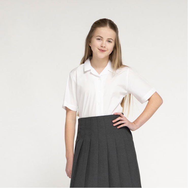 Short Sleeve, Non Iron Revere Collar Eco-Blouse - Twin Pack