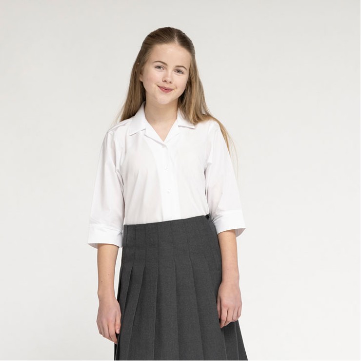 Fitted 3/4 Sleeve, Non Iron Revere Collar Eco-Blouse - Twin Pack