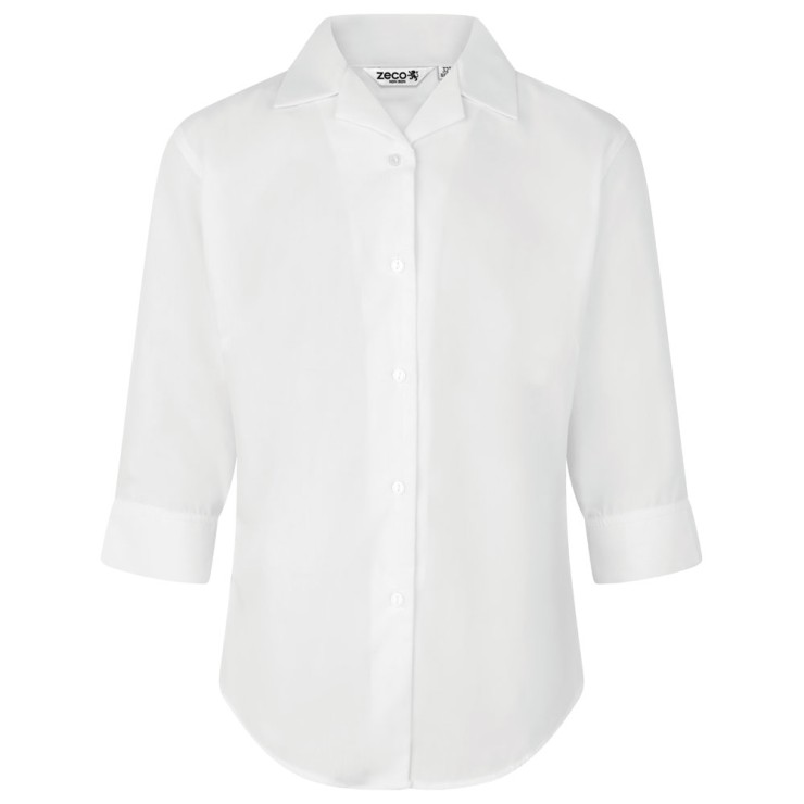 Fitted 3/4 Sleeve, Non Iron Revere Collar Eco-Blouse - Twin Pack