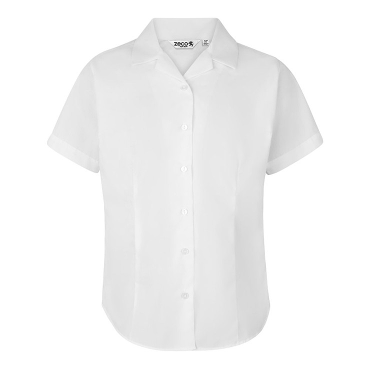 Fitted Short Sleeve, Non Iron Revere Collar Eco-Blouse - Twin Pack
