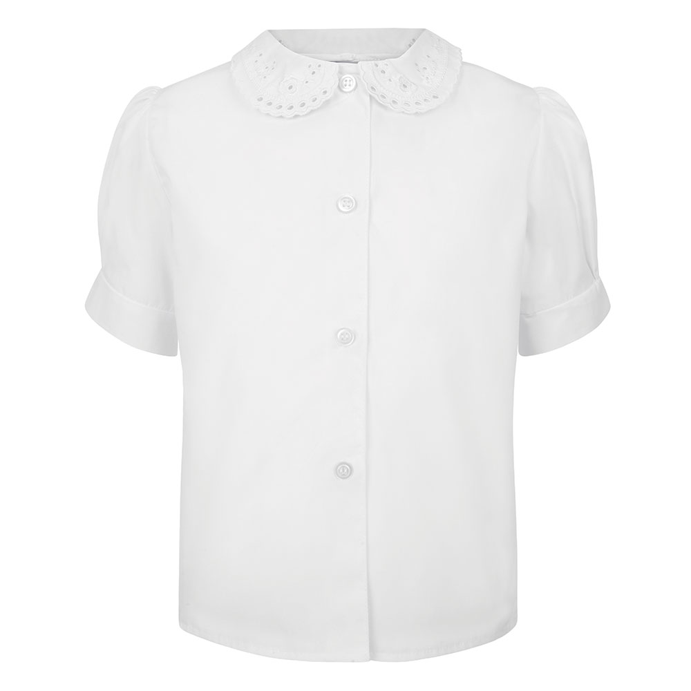 Short Sleeve, Non Iron Lace Collar Eco-Blouse