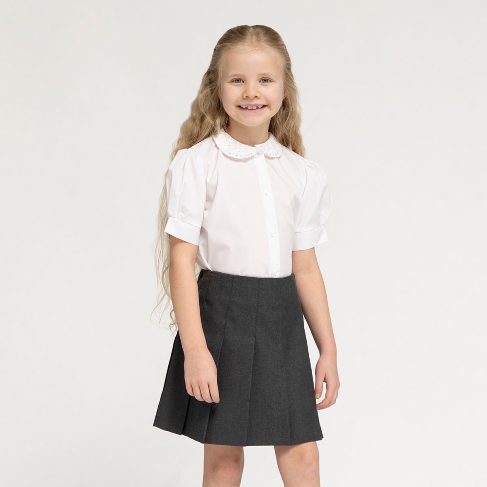 Short Sleeve, Non Iron Lace Collar Eco-Blouse