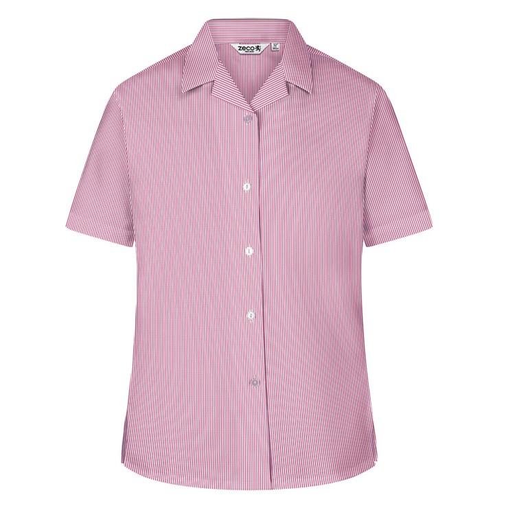 Woven Stripe Short Sleeve, Non Iron Revere Collar Eco-Blouse - Twin Pack (Made To Order)